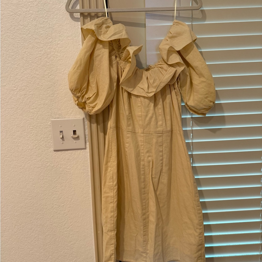 H&M Linen Blend Dress in Cream